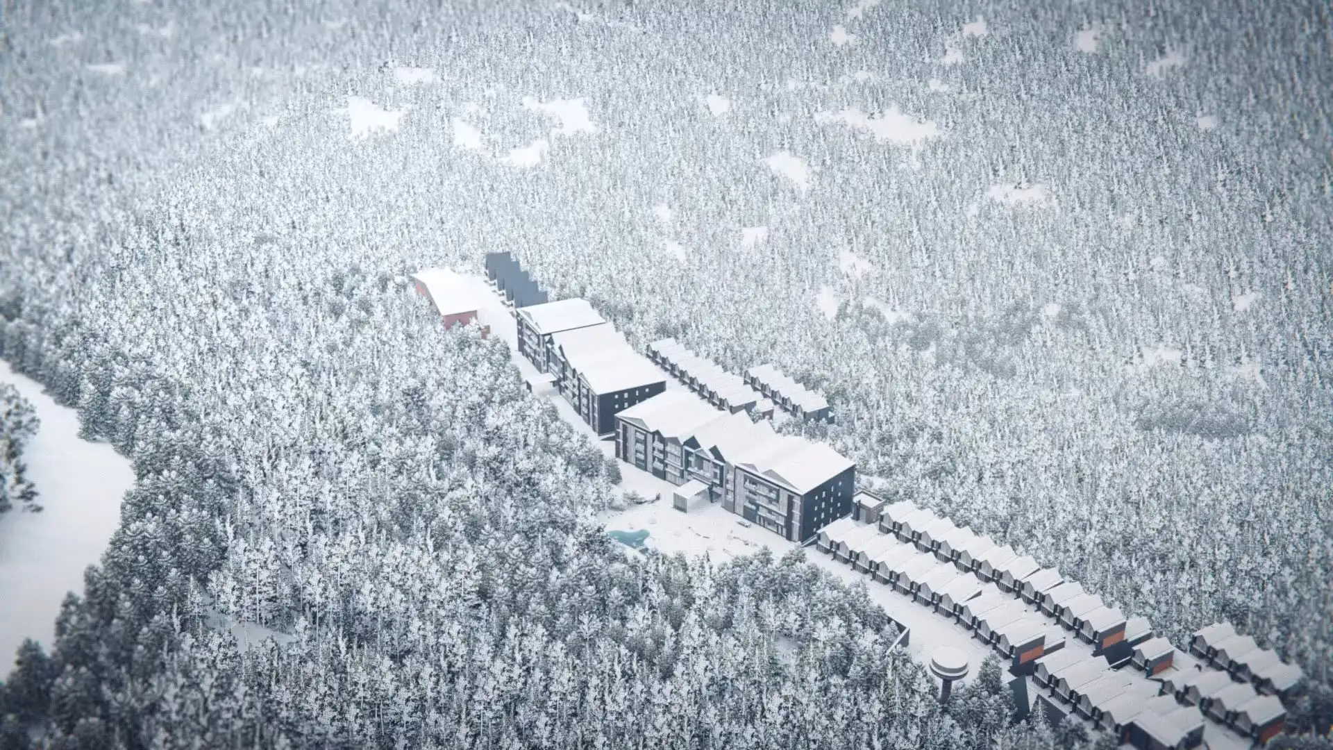 Snow Pines, Murree 3D render, render 2